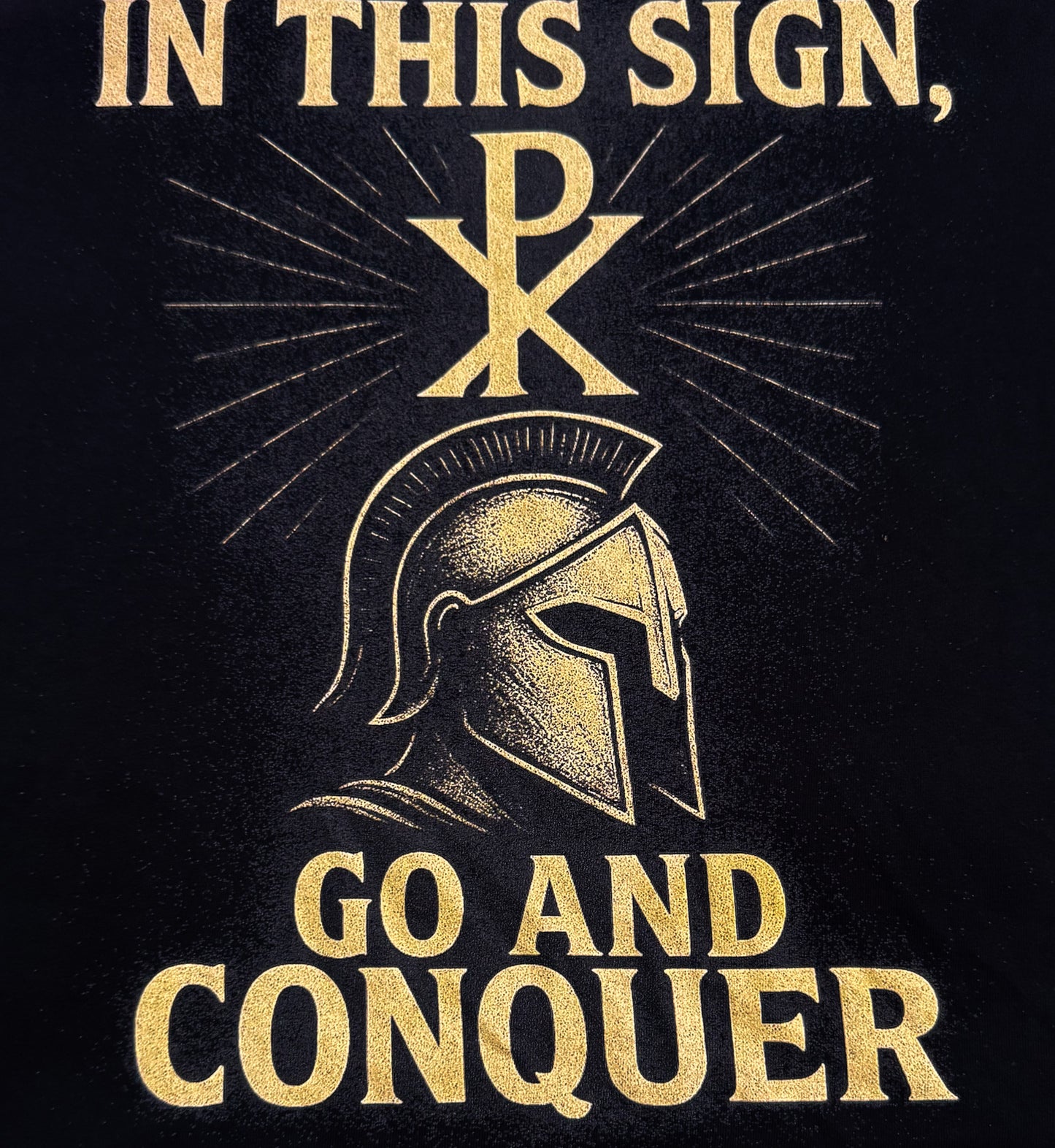“Go and Conquer – In This Sign” Athletic Christian T-Shirt (Under Armour® Performance Tee)