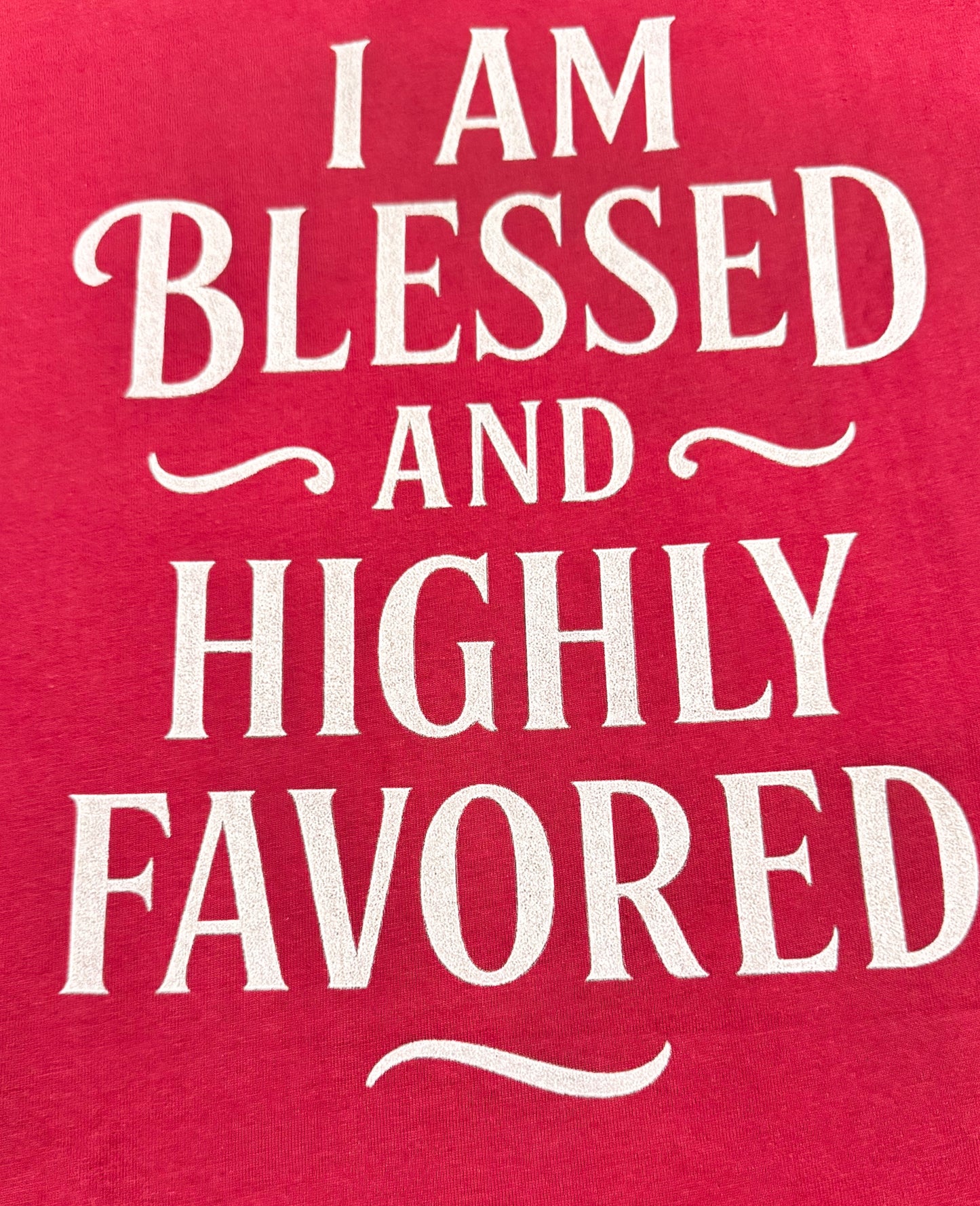 Men’s Premium Heavyweight T-Shirt – Cross Front & “Blessed and Highly Favored” Back